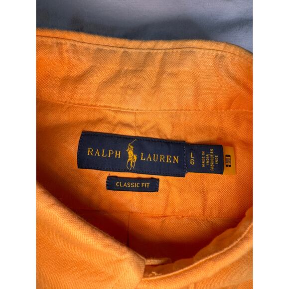 Ralph Lauren Mens Size Large Orange Ombre Dip Dyed Button Down Shirt Classic Fit - Picture 6 of 13